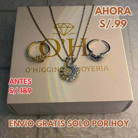 ❗El set que une corazones! ❤️💍Anillos + Collares Sol y Luna🌞🌛 Imantados